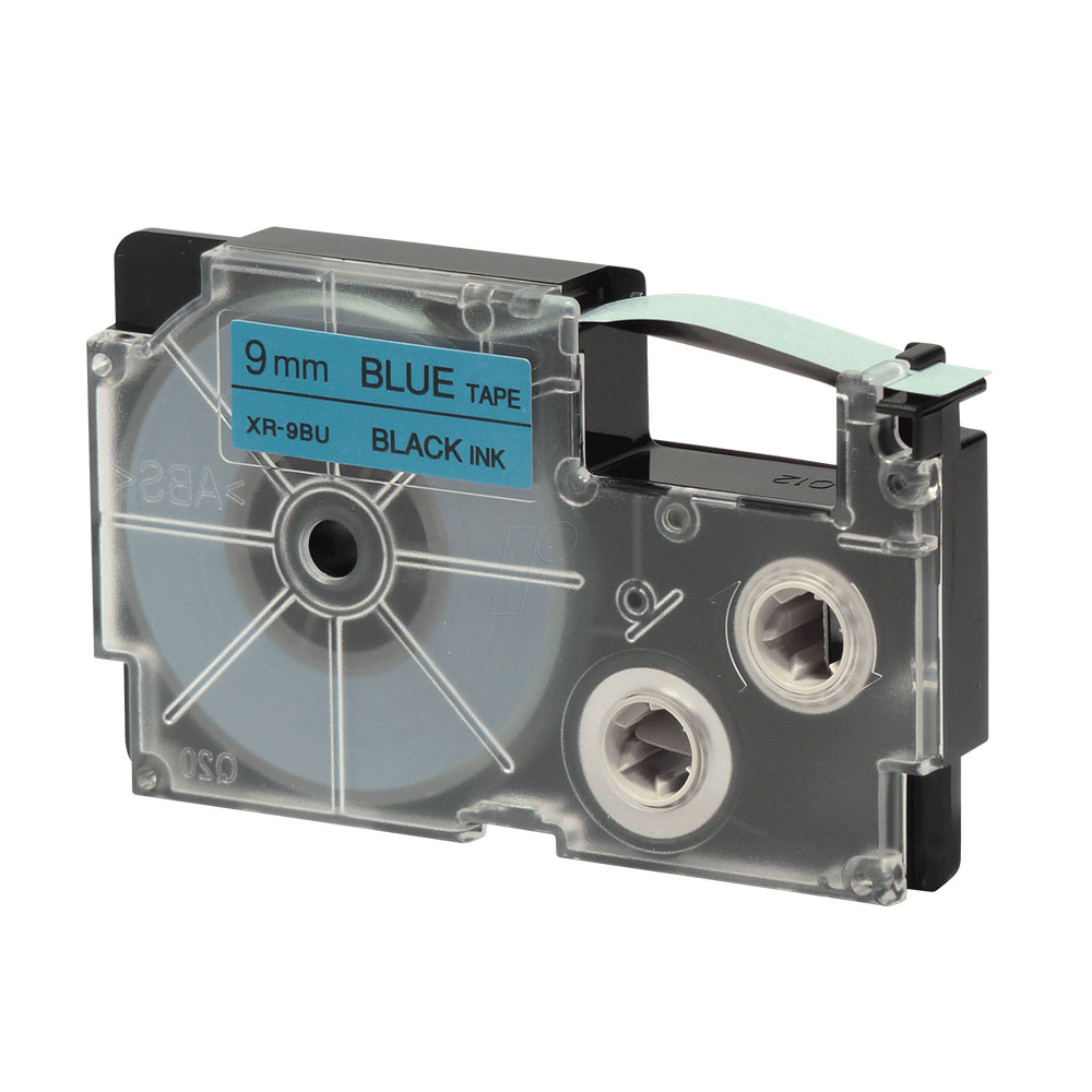 Casio Ez-Label Tape Cartridge - 9mm, Black on Blue (XR-9BU1)